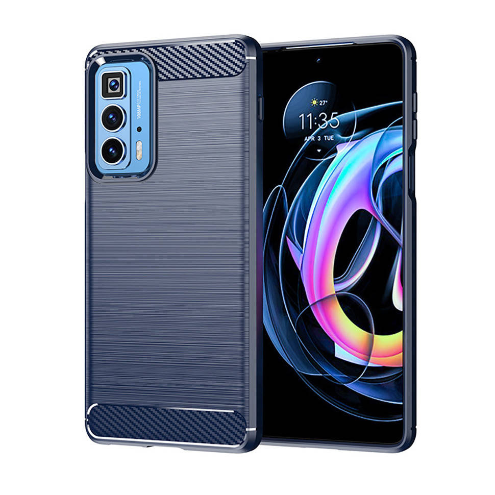

Чехол Lenuo Carbon Fiber для Motorola Edge 20 Pro Navy Blue, Темно-синий