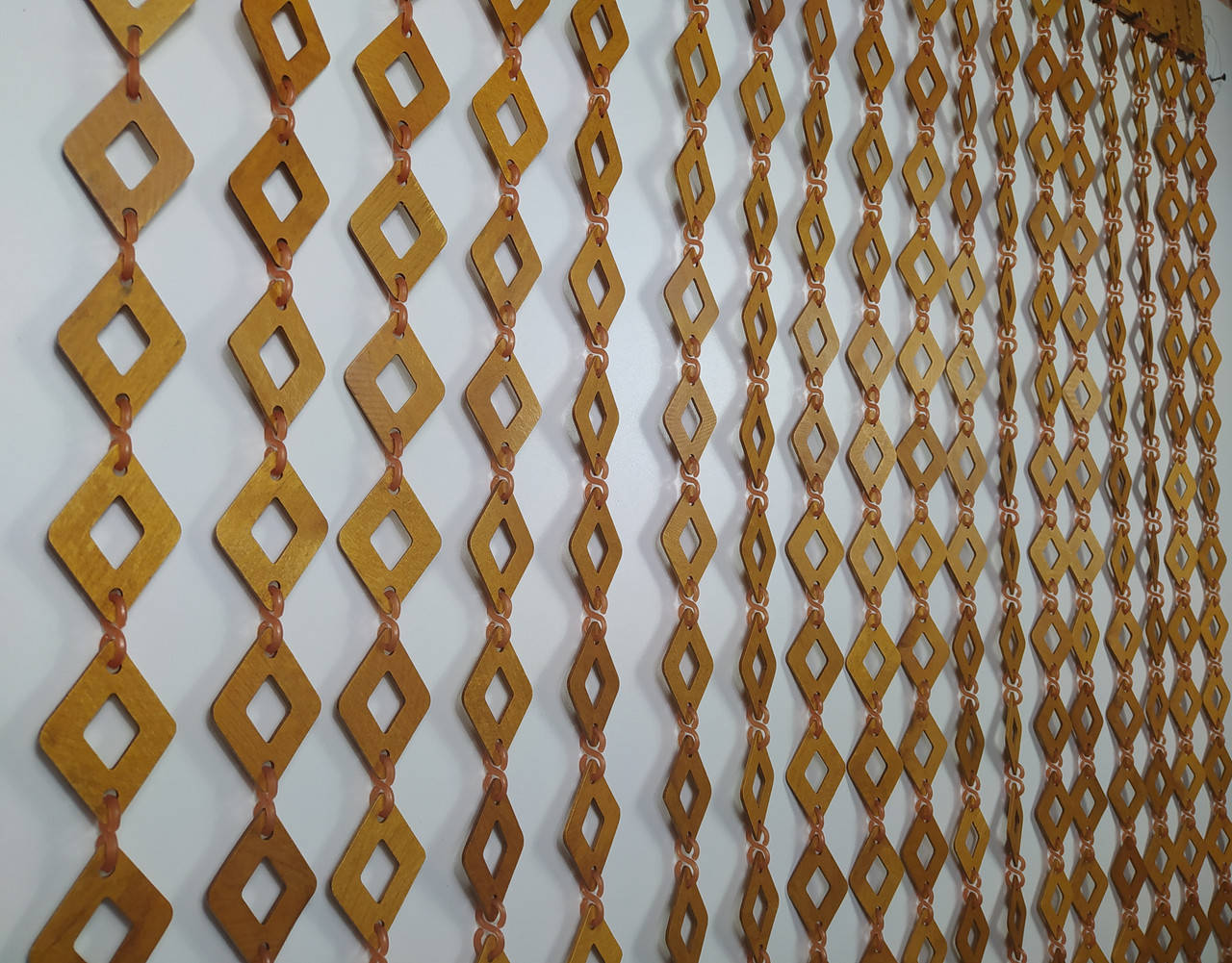 

Деревянные шторы на дверной проем "Ромб" ширина 1 м, высота 2 м., Оранжевый