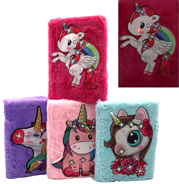 

Блокнот пушистый со светом и бусинками JO Unicorn (в ассортименте) №М-083