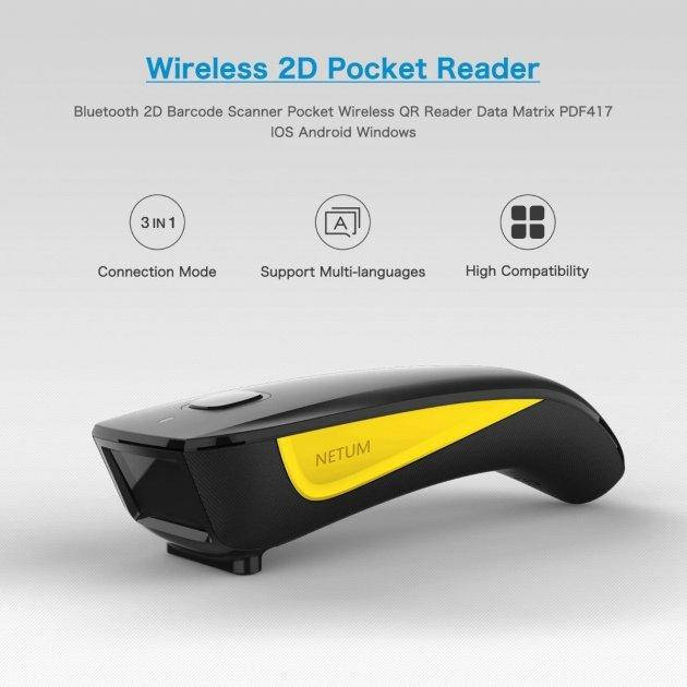 

Ручной сканер штрихкодов Netum C750 Bluetooth