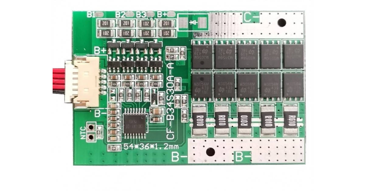 

BMS контроллер 4S 30A для Li-Ion аккумуляторов с балансиром, 3х54х36 мм