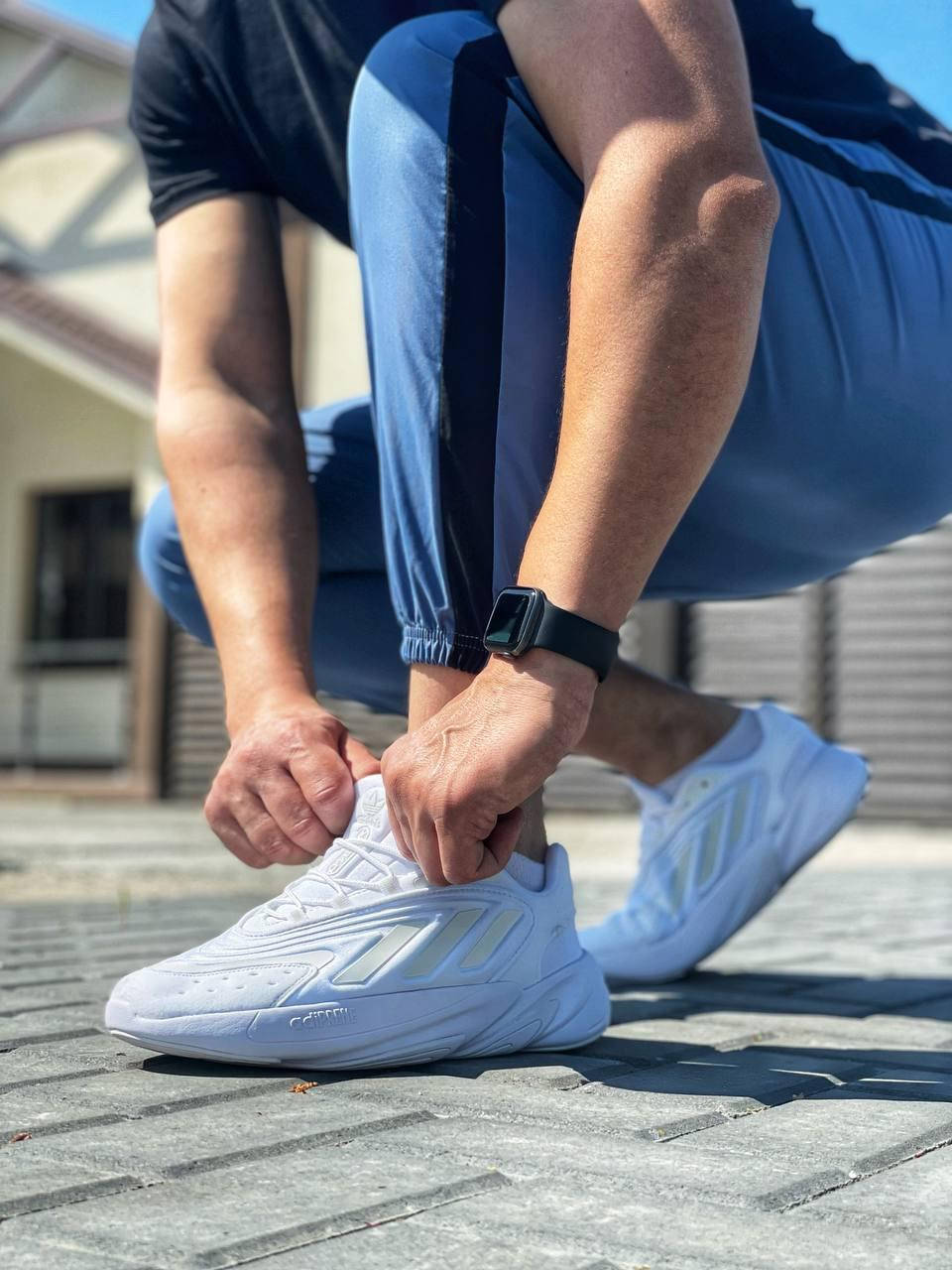 

Кроссовки мужские летние белые Adidas Ozelia White. Обувь летняя мужская белая Адидас Озелла Вайт, Белый