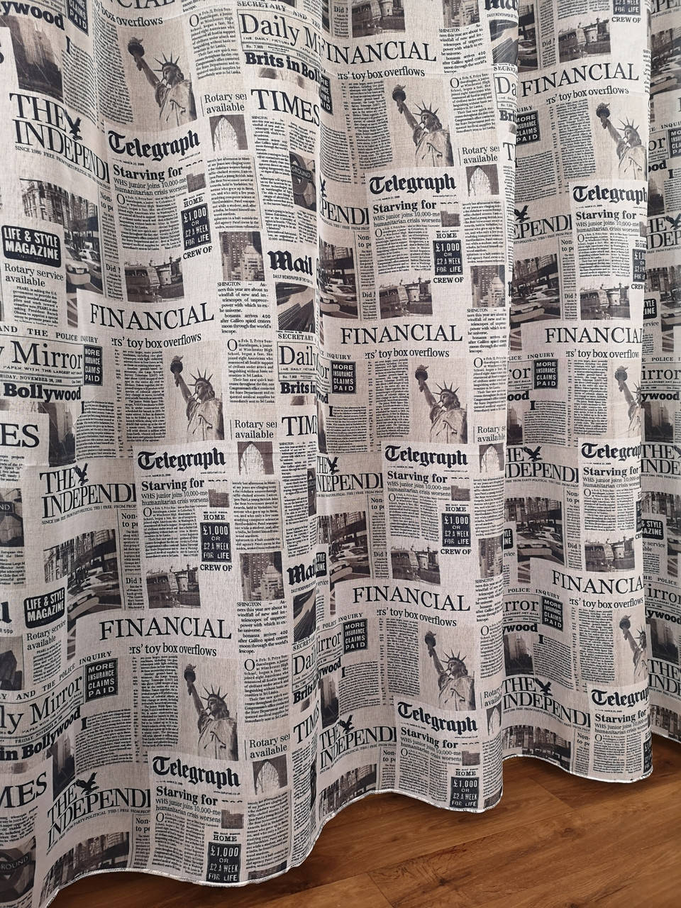 

Тюль лен газетка USA