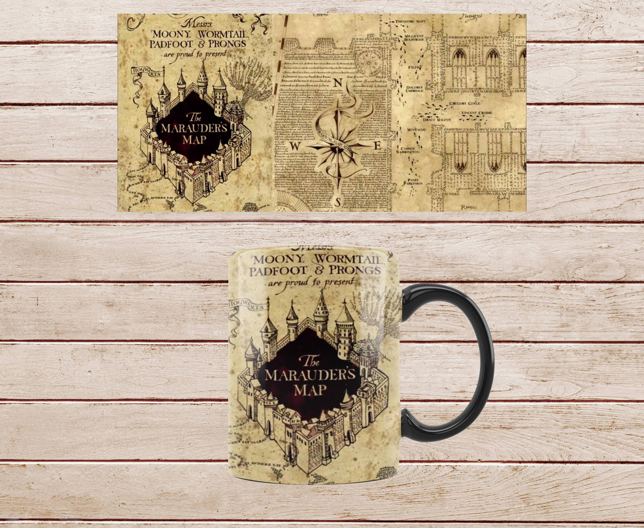 

Черная кружка хамелеон с принтом Гарри Поттер. Карта мародеров (330 мл), Черный