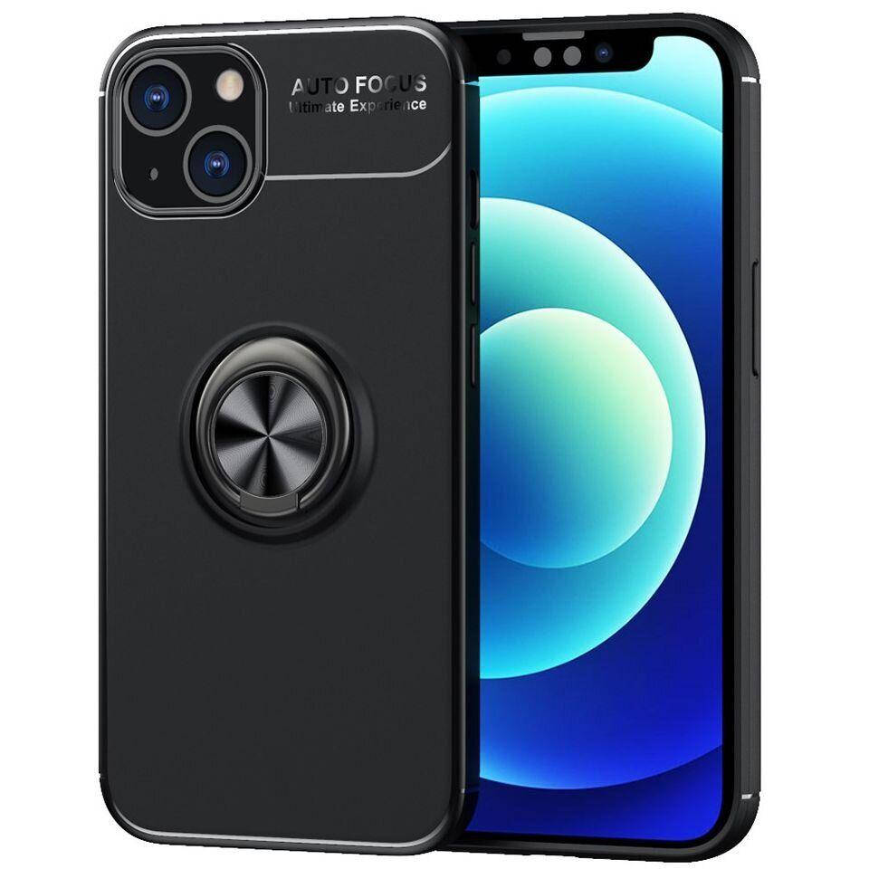 

Чехол TPU Ring для Iphone 13 противоударный бампер с кольцом Black, Черный