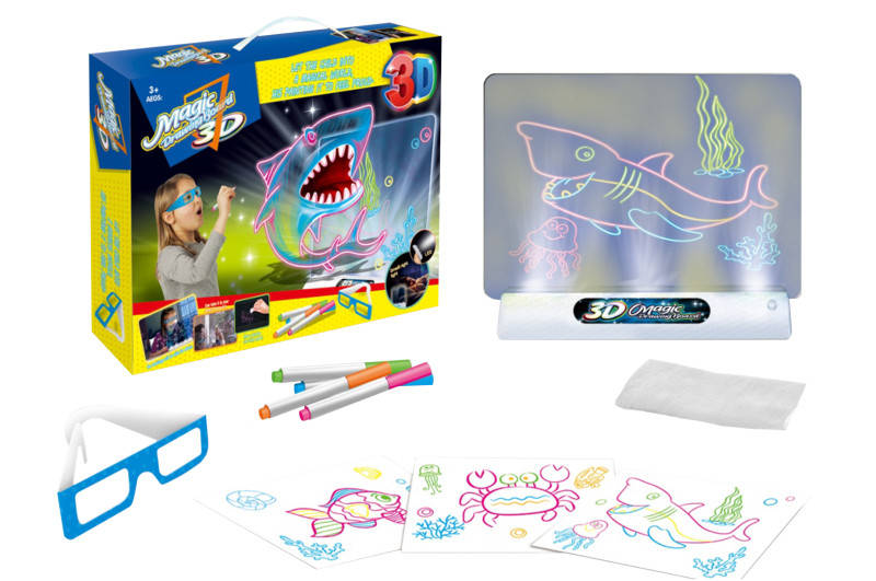 

Магічна дошка для малювання з 3D-ефектом, з підсвіткою і фломастерами YM381 р.28*20,5*4см