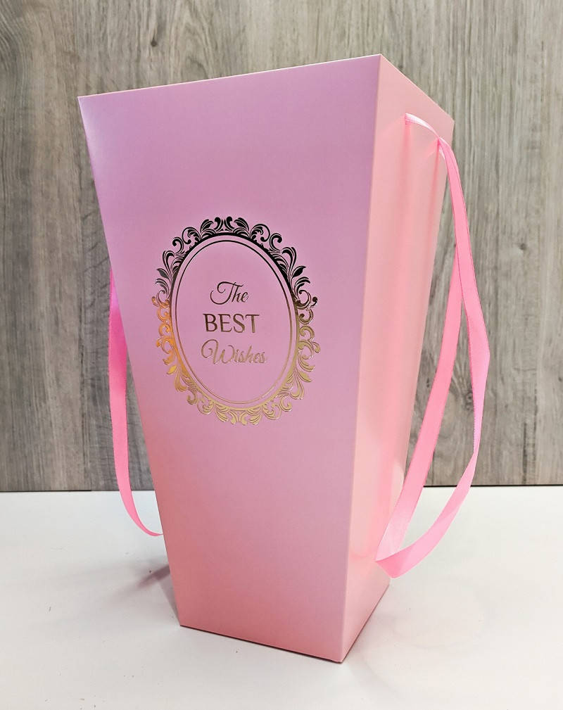 

Пакет для цветов и подарков высокий Светло-розовый