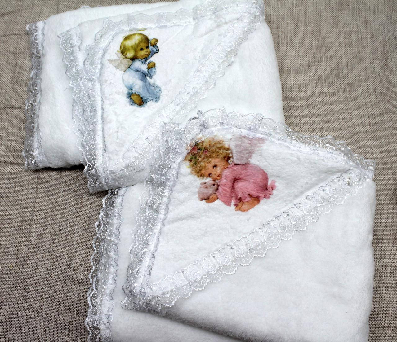 

Крижмо микрофибра "Ангелочек" для крещения с вышивкой (1,0м. * 0,8м.)