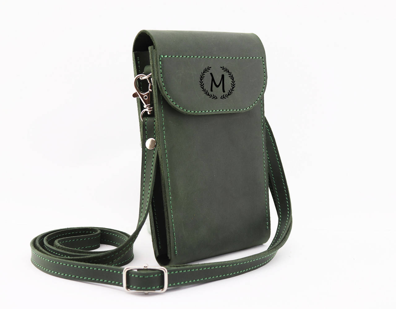 

Кожаная сумочка через плечо для телефона, Зелёный