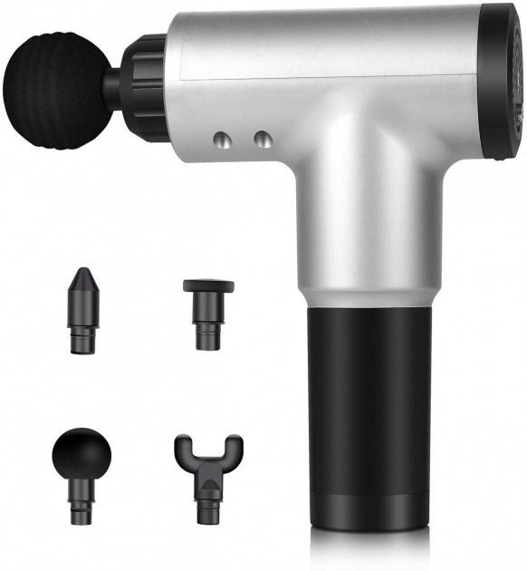 

Беспроводной массажер перкуссионный портативный ручной Fascial Gun Silver