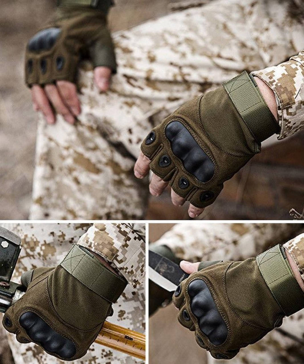 

Перчатки армейские Combat Green беспалые военные без пальцев
