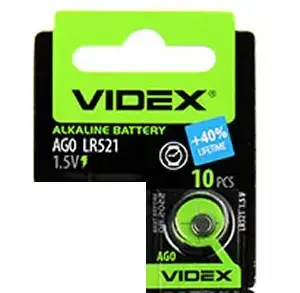 

Батарейка для часов Videx AG0 (LR521) BLISTER CARD 10 pcs миниатюрная - MegaLavka