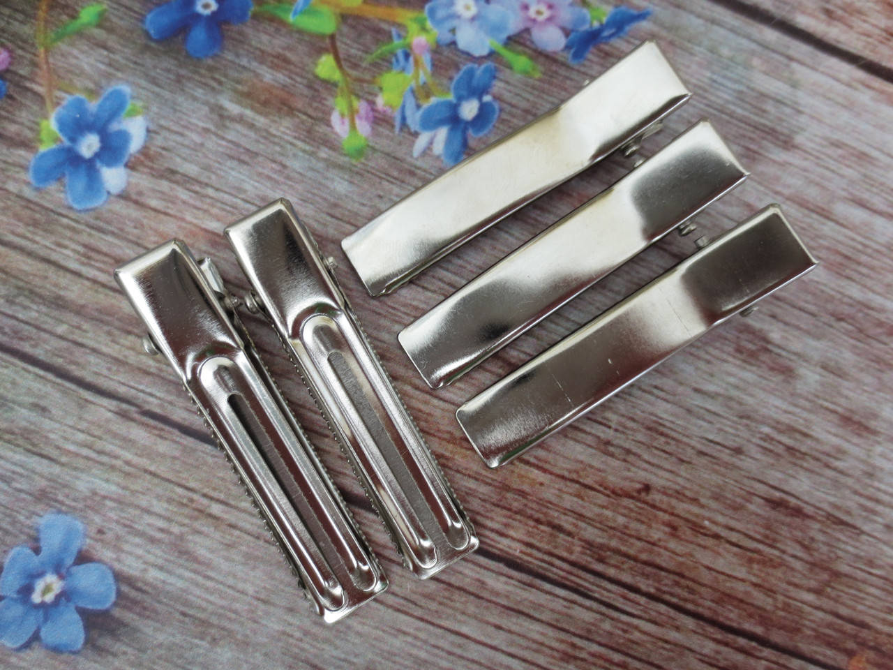 

Металлическая заколка-крокодил для волос, 5 см, два усика, Светло-серый