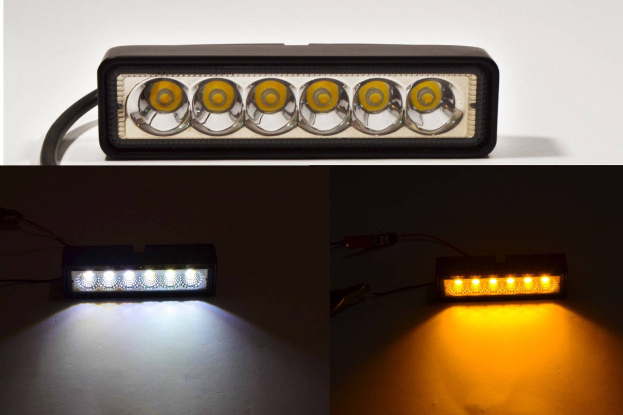 

Светодиодная LED фара 30Вт (светодиоды 5w x6шт) Белый + желтый свет, Черный