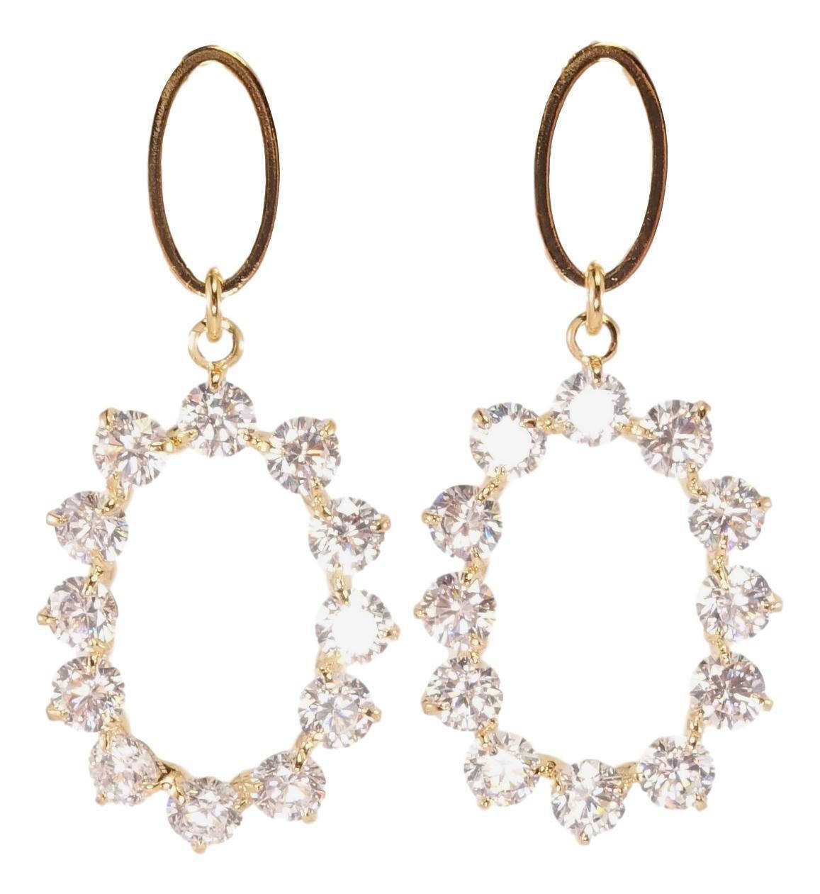 

Серьги Xuping Позолота 18K гвоздики "Овальные подвески с круглыми кристаллами"