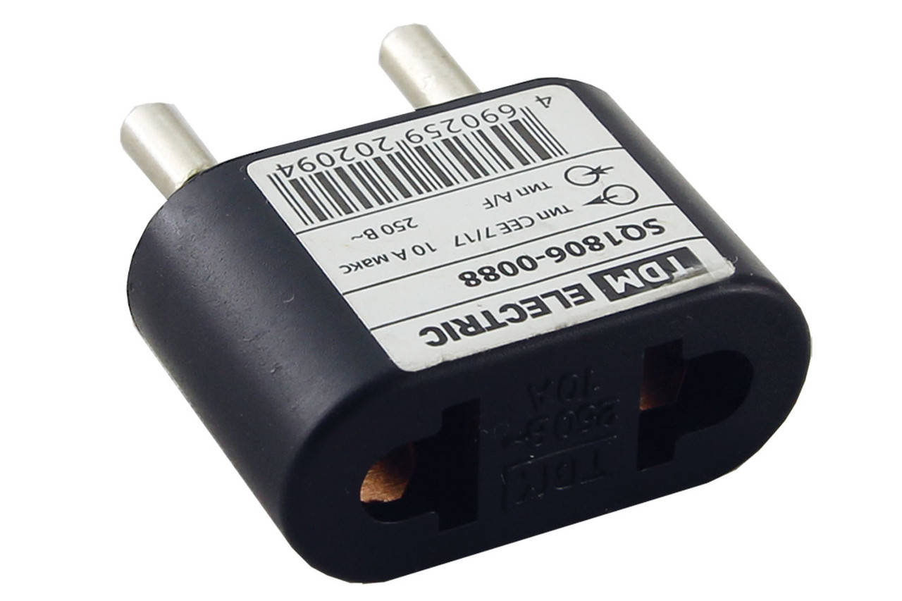 

Переходник (тип CEE 7/17 - тип А/F) плоский 10А макс. 250В черный TDM