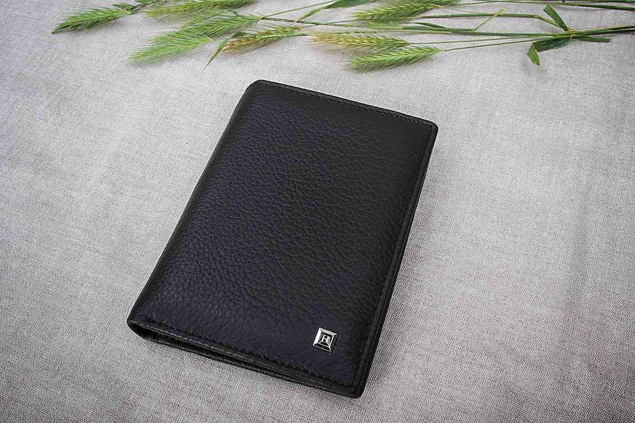 

Вертикальное мужское кожаное тонкое портмоне, натуральная кожа, Черный