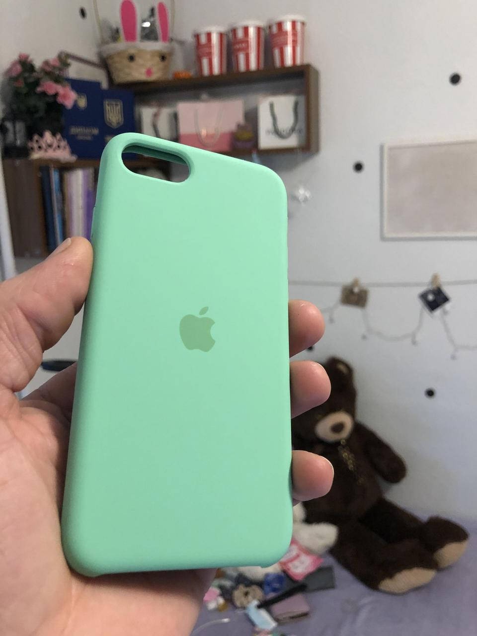 

Чехол на iPhone 7(мятный)Silicone case накладка бампер силиконовый c подкладкой внутри/захисний чохол, Бежевый