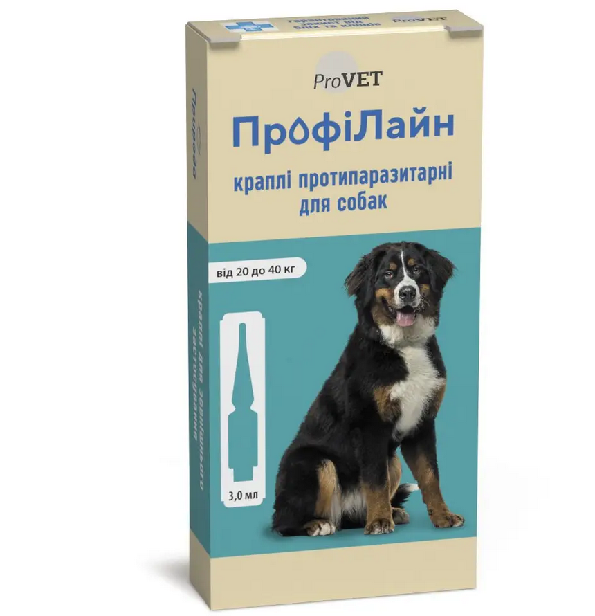 

ProVet ПрофиЛайн капли от блох и клещей для собак от 20 до 40кг (1 пипетка)