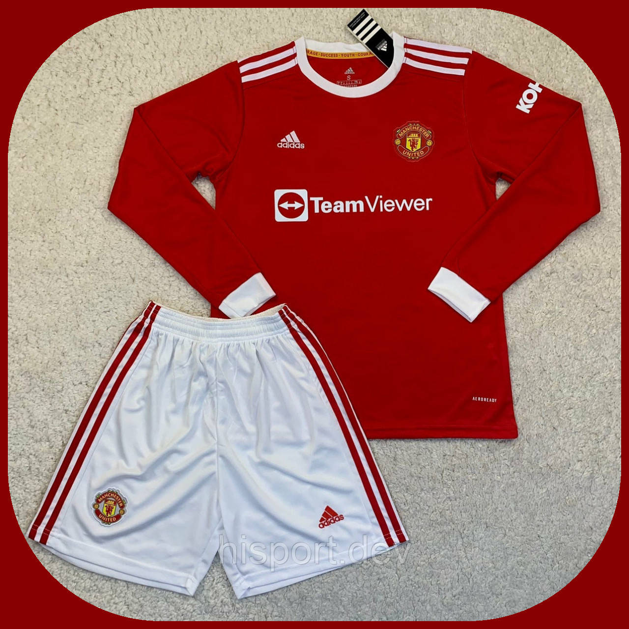 

Футбольная форма Манчестер Юнайтед с длинным рукавом домашняя сезон 2022 красный