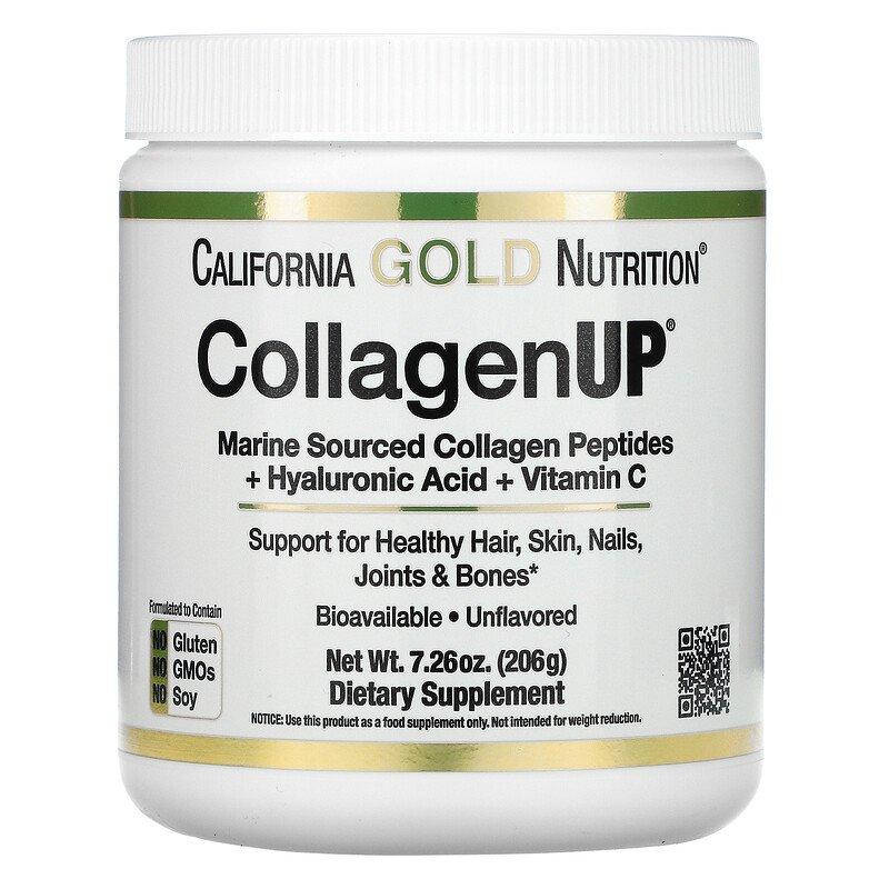 

California Gold Nutrition, CollagenUP, морской гидролизованный коллаген, гиалуроновая кислота и витамин C 206г