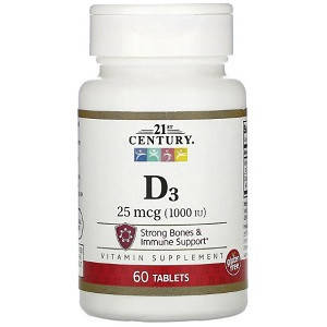 

Витамины 21st Century Vitamin D3 25 mcg 1000 IU (60 таблеток.)