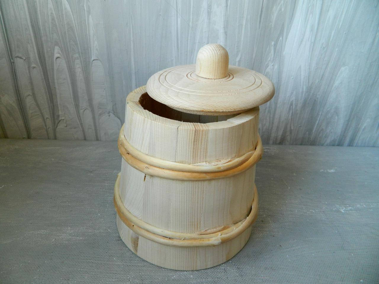 

Деревянная бочка с крышкой 14*21см, Бежевый