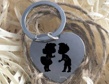 

Брелок сердце с вашим рисунком (надписью), Серебристый