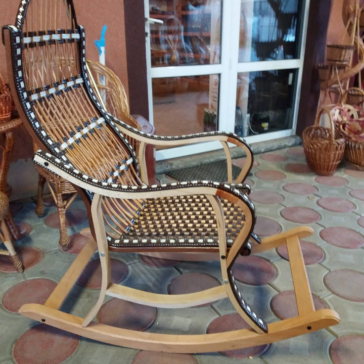 

Кресло-качалка из лозы "Ротанг черный" розборная