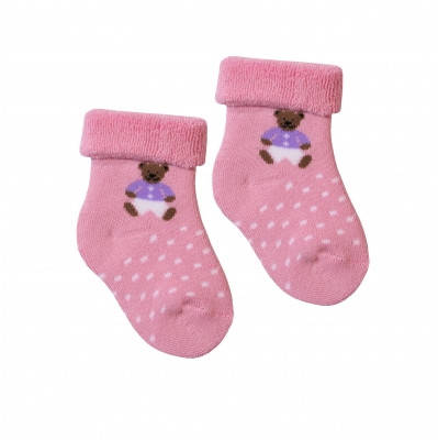 

Детские розовые махровые носочки ТМ "Дюна" с мишкой. Размер 12-14, Розовый