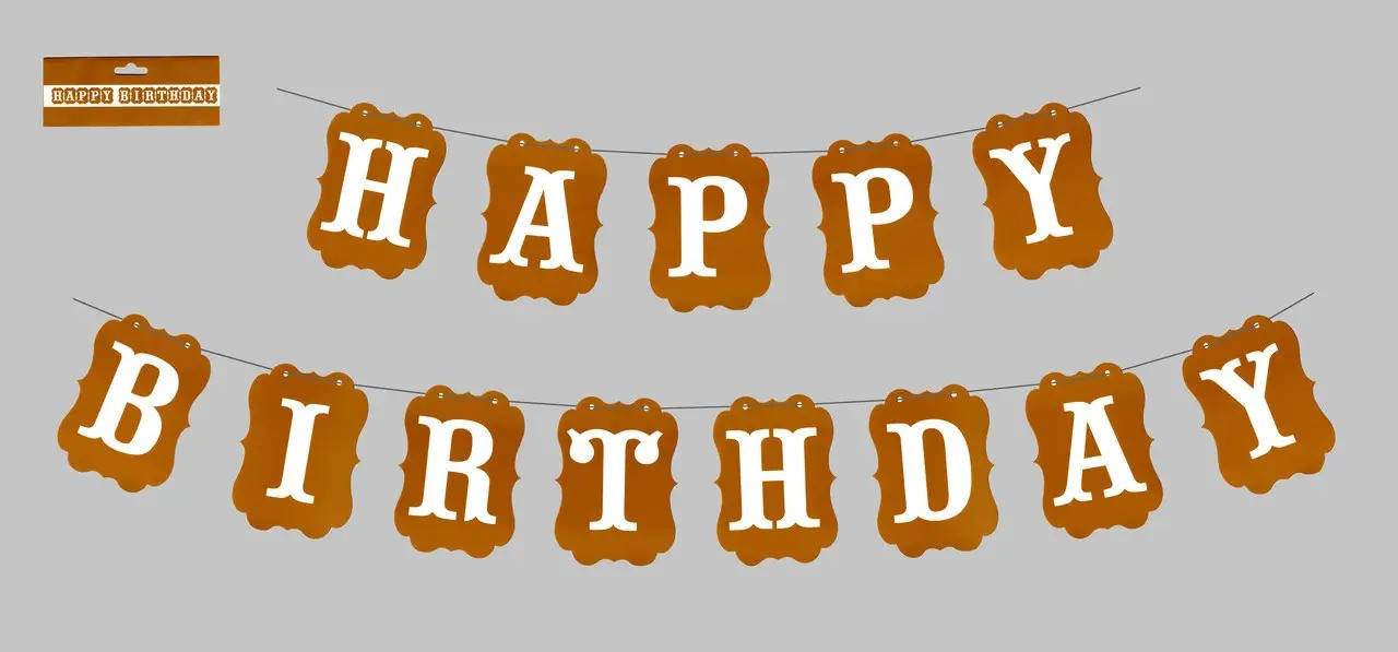 

Гирлянда из флажков Happy Birthday коричневая, 3 м
