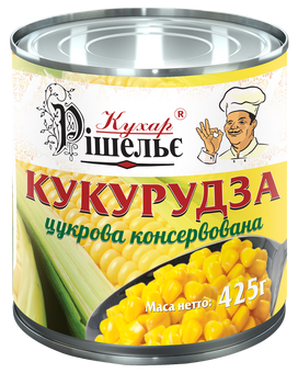 

Кукуруза сахарная 425г ж\б ТМ Кухар Рішельє