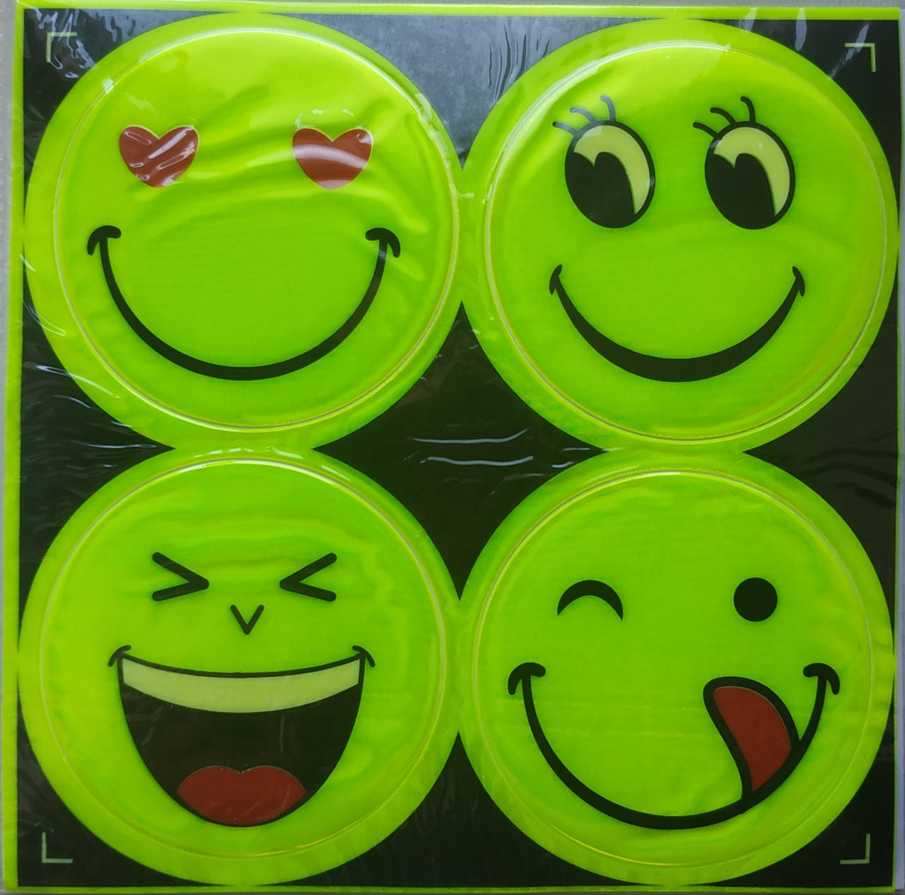 

4шт Наклейки Смайлик светоотражающие для безопасности детей и взрослых, фликер