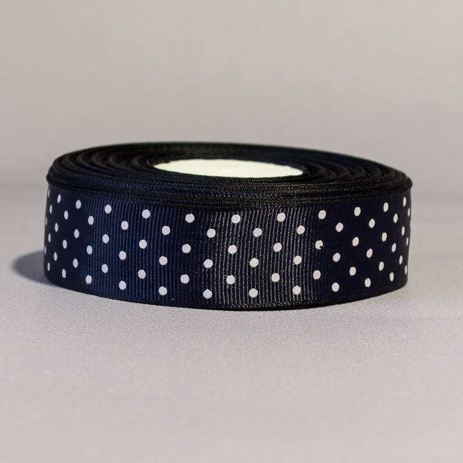 

Лента репсовая Горох 25мм синий темный за 3м РГ25-09