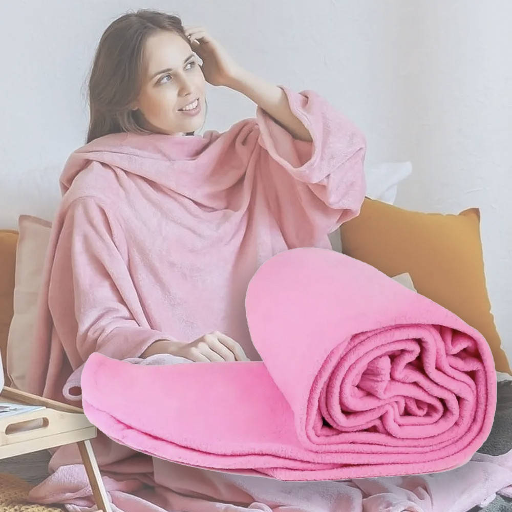 

Флисовый плед с рукавами 140x190 см Snuggie / Одеяла с рукавами / Плед с рукавами из флиса Розовый