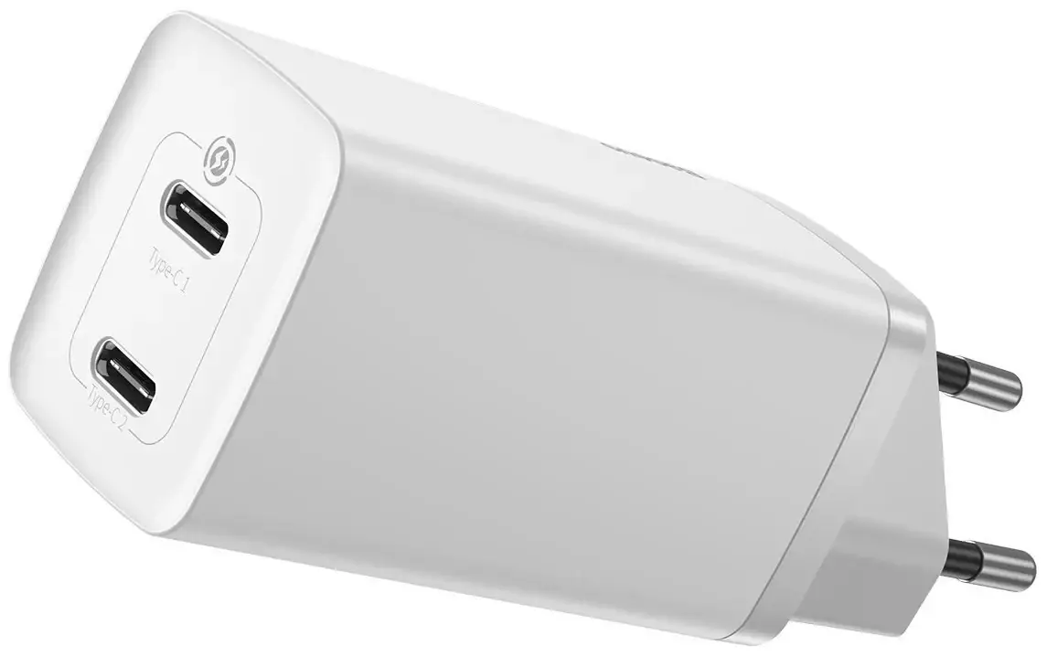 

Зарядное устройство Baseus GaN2 Lite Quick Travel Charger C+C 65W EU (белое), Черный