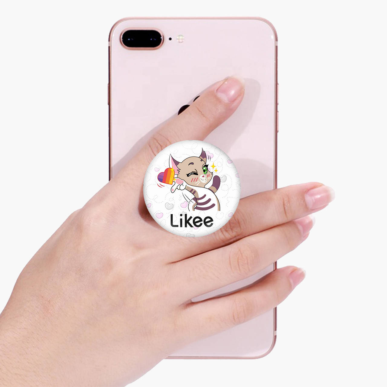 

Попсокет (Popsockets) держатель для смартфона Лайк Котик (Likee Cat) (8754-1032), Белый