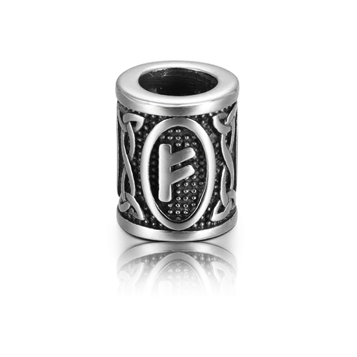 Бусина серебряная с руной Феху ШБ-59 Б