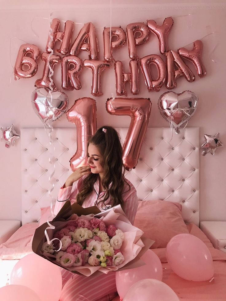 

Шарики для фотозоны на 16 лет, цвет розовое золото буквы Happy Birthday, шарики