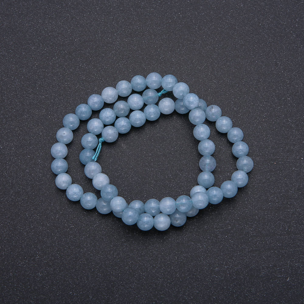 

Бусины на нитке Аквамарин гладкий шарик d-6мм L-37см (+-)