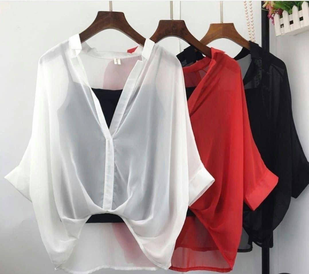 

Лёгкий воздушный женский комплект двока: майка и блузка oversize/ 5 цветов