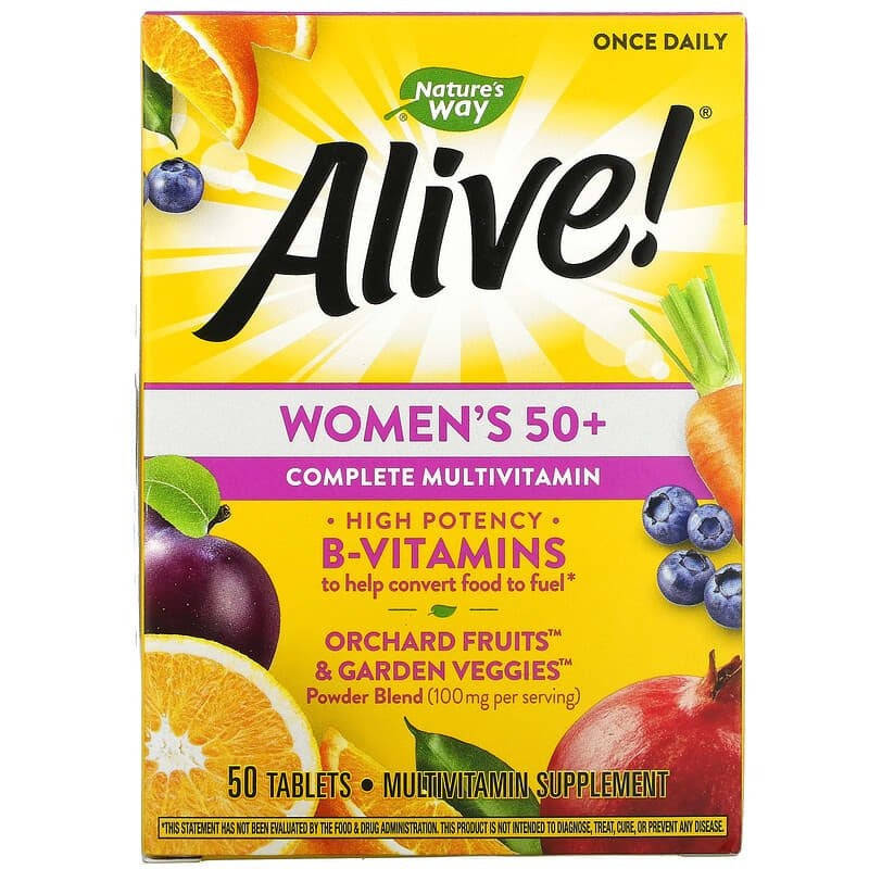 

Витамины и минералы для женщин 50+, Nature's Way, Alive! "Women's 50+ Complete Multi-Vitamin" (50 таблеток)