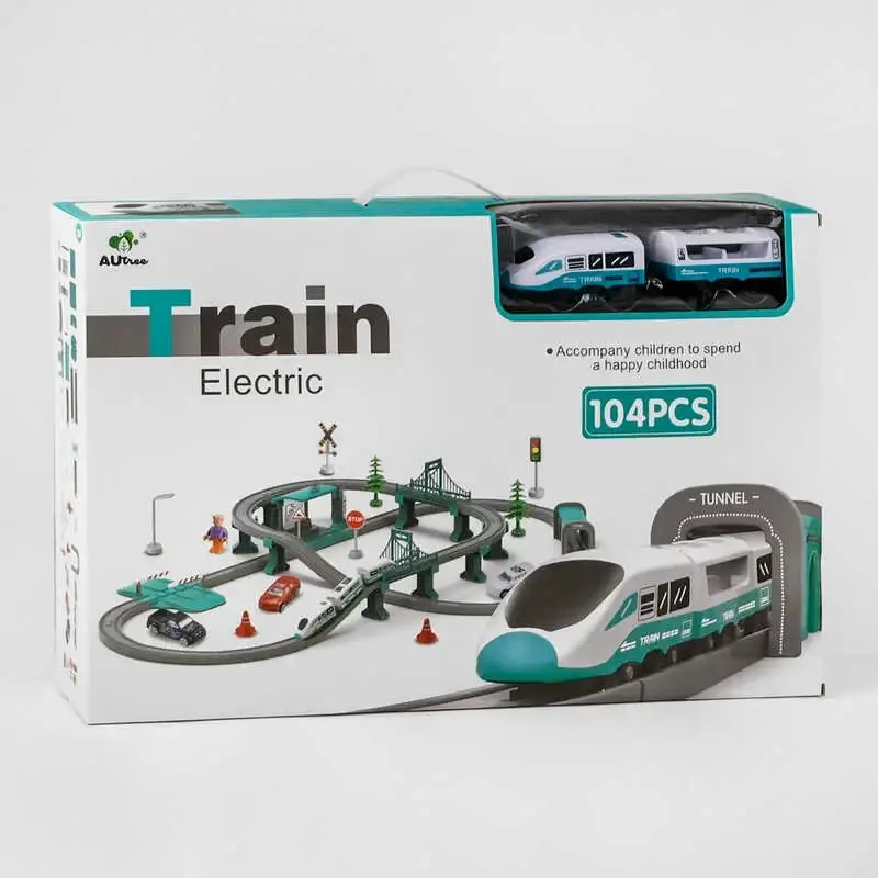 

Железная дорога AU 3883 AB (18) 104 детали, звуковые эффекты, подсвечивание, локомотив на батарейках, в