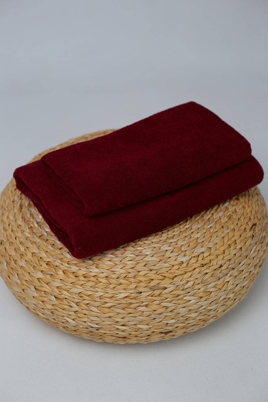 

Комплект махровых полотенец 50х90 70х140 BURGUNDY Узбекистан, Бордовый