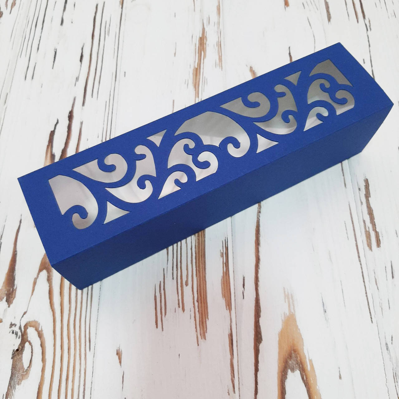 

Коробка картонна для макарунс синя 200х50х50 мм., Синий