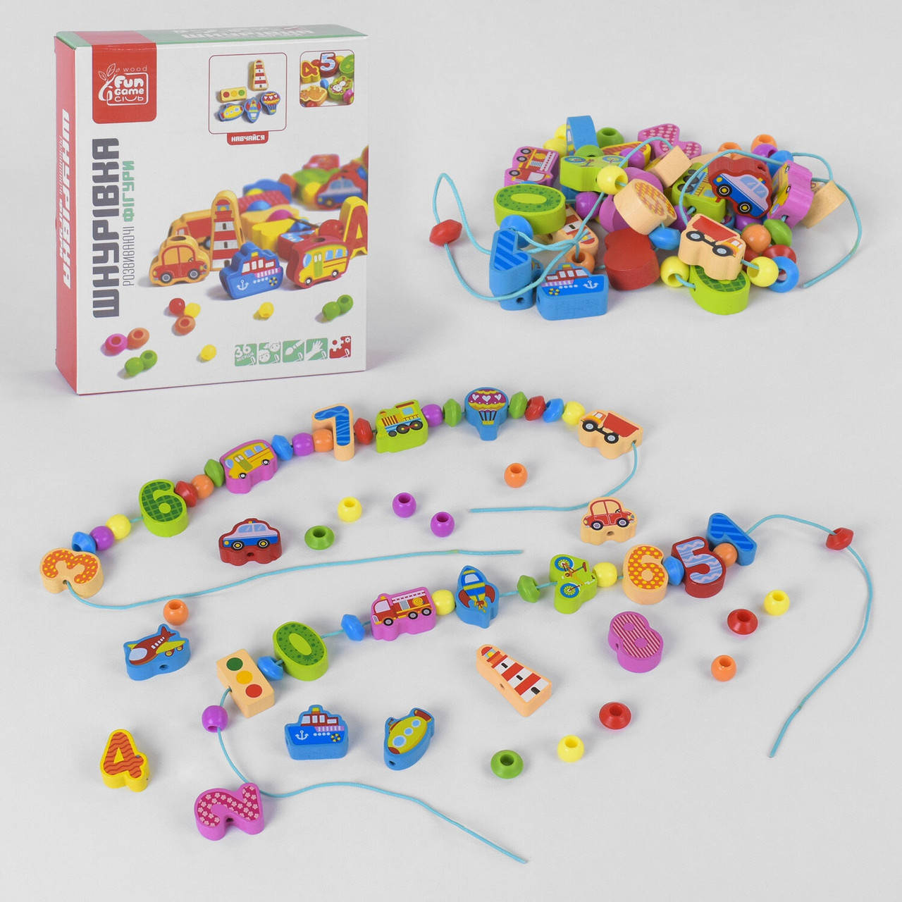 

Деревянная игрушка шнуровка Транспорт