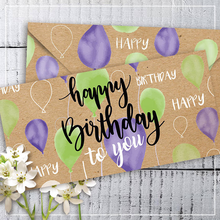 

Конверт для денег крафт "Happy Birthday"