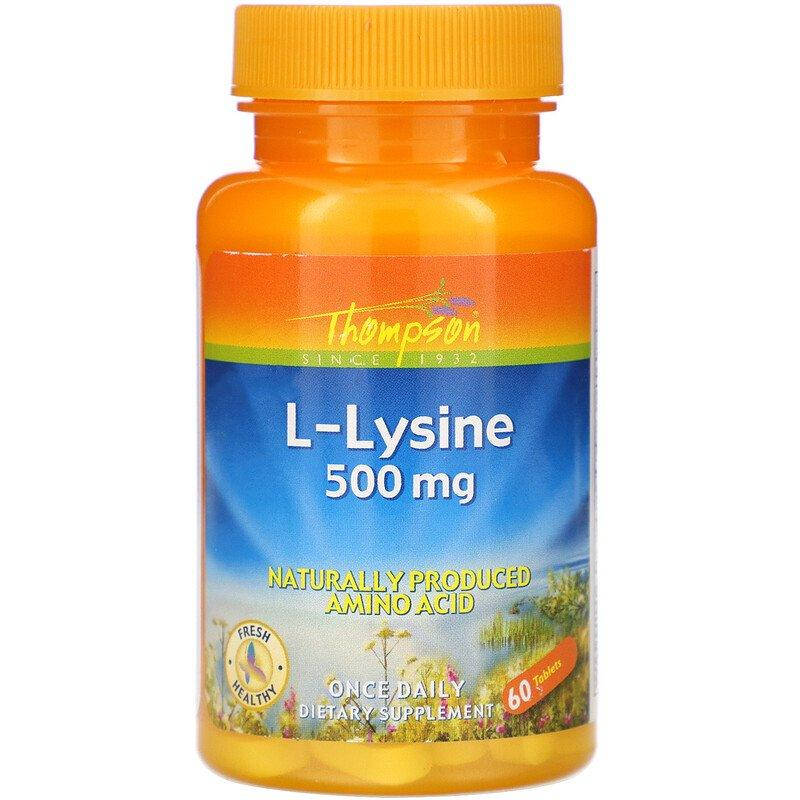 

L-лизин, L-Lysine, Thompson, 500 мг, 60 таблеток (THO-19750)