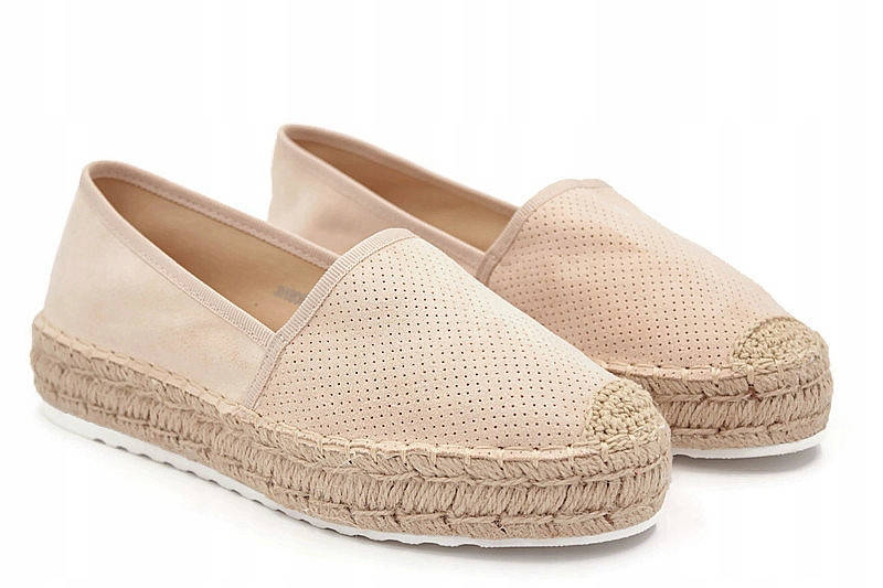 

Женские бежевые эспадрильи слипоны AŻURKOWE beige однотонные с перфорацией