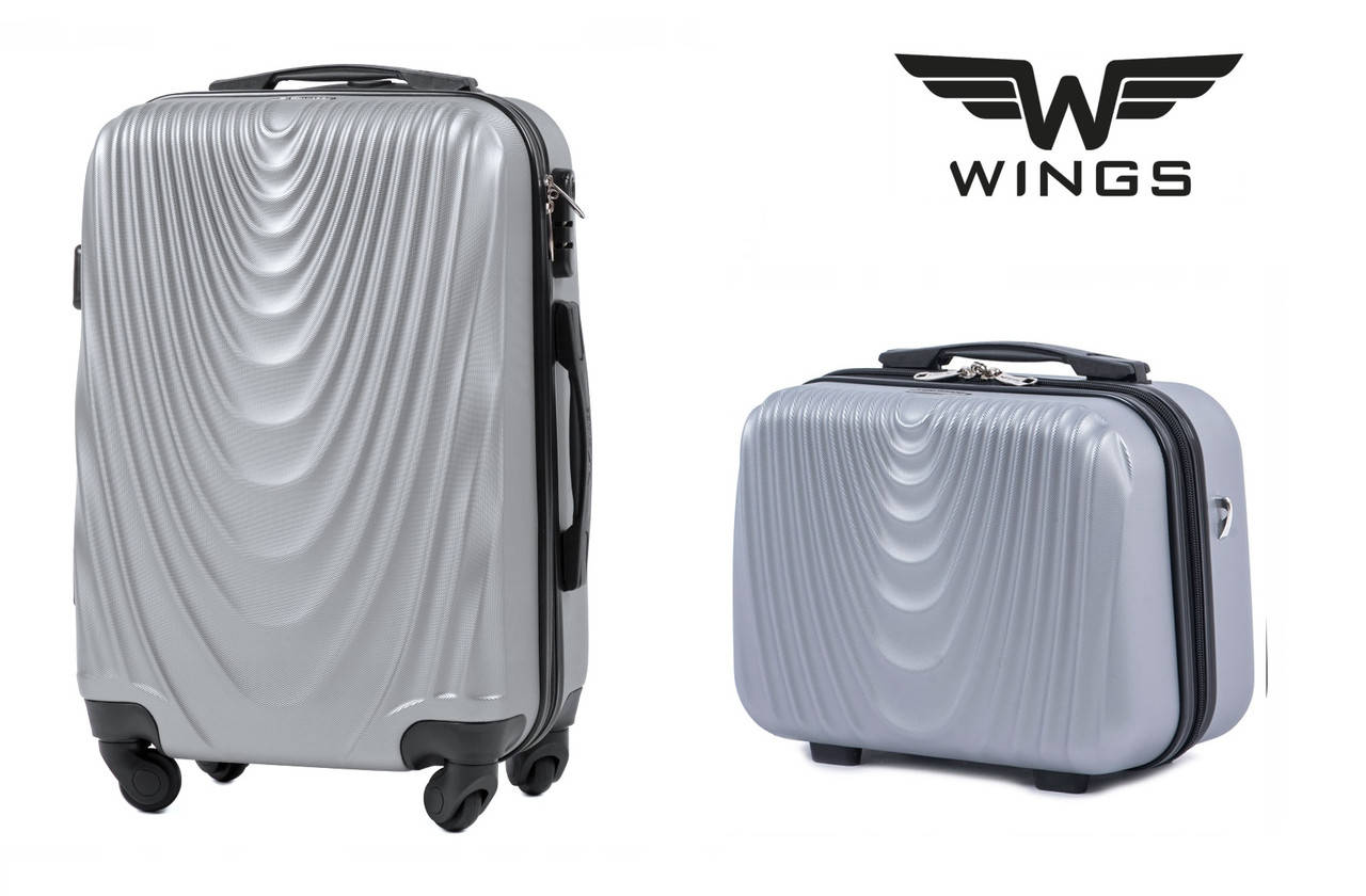 

Комплект 2 в 1 чемодан S и кейс Wings 304 Ручная кладь Серебро